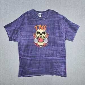 Colortone XL Purple Tie-Dye Graphic T-Shirt "TNS" Skeleton Barbell